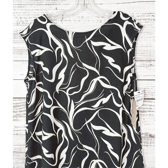 NEW with tags Halogen Ribbon Print Jewel Neck Sleeveless Top Black Small - Picture 2 of 11